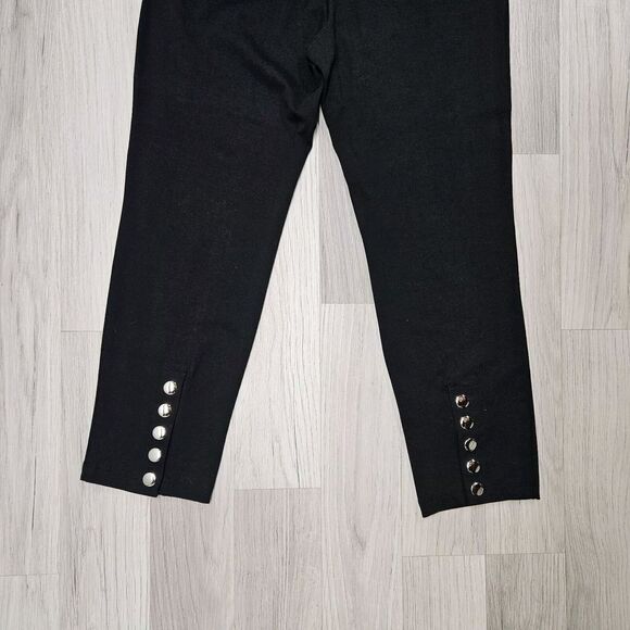 SUSAN GRAVER Womens Black Snap Button Cropped Leggings Size XS - Picture 7 of 7